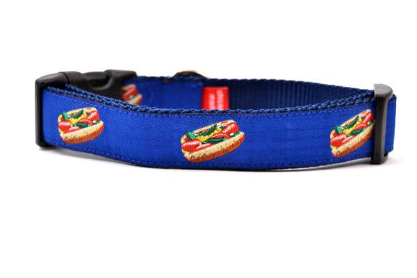 Six Point Pet Chicago-Style Hot Dog Collar & Leash in Navy Small (10-16"X3/4") - Paw Naturals