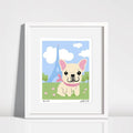 Doggie Drawings French Bulldog Puppy Eiffel Tower Art Print 8'' x 10'' - Paw Naturals