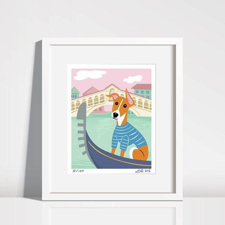 Doggie Drawings Italian Greyhound Puppy Rialto Bridge Art Print 8'' x 10'' - Paw Naturals
