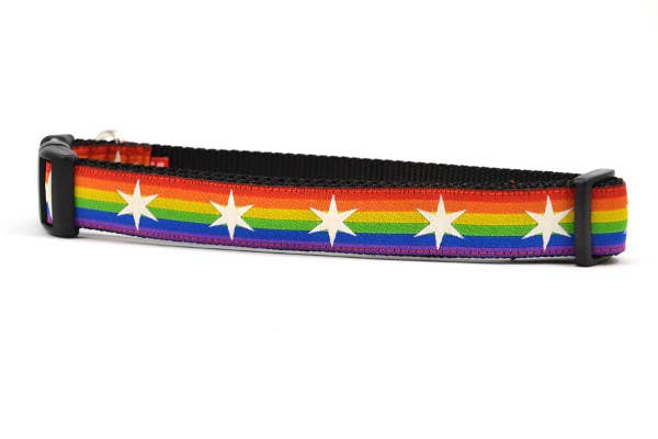 Six Point Pet Chicago Stars Collar & Leash in Rainbow Pride Large - Paw Naturals