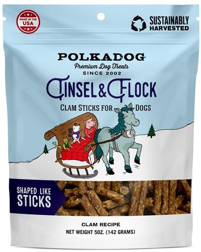 PolkaDog Bakery Limited Edition Holiday Pouch Tinsel & Flock (Clam) 5oz Bag Treats