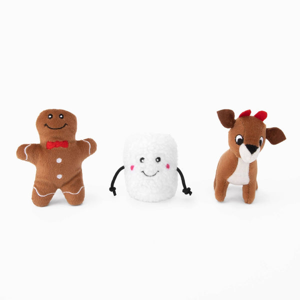 Zippypaws Holiday Miniz Santa's Friends 3-Pack