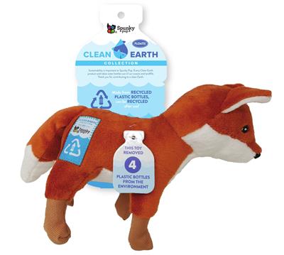 Spunky Pup Clean Earth Plush Fox Dog Toy