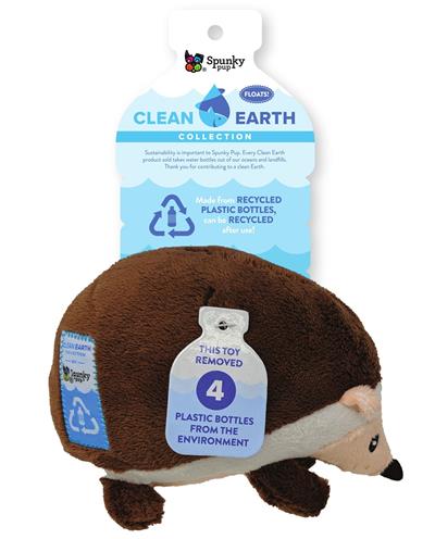 Spunky Pup Clean Earth Plush Hedgehog Dog Toy