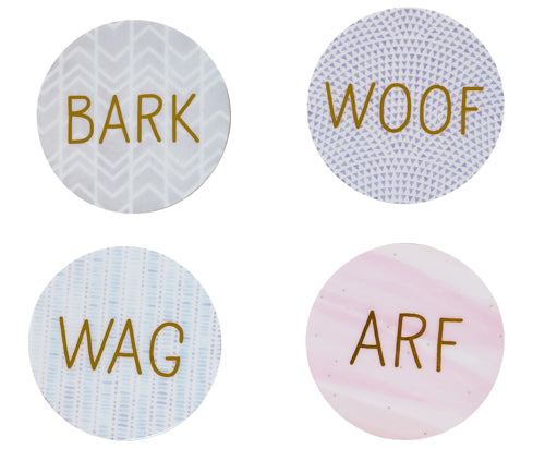 Pearhead “Woof, Bark, Wag, Arf” Coaster Set