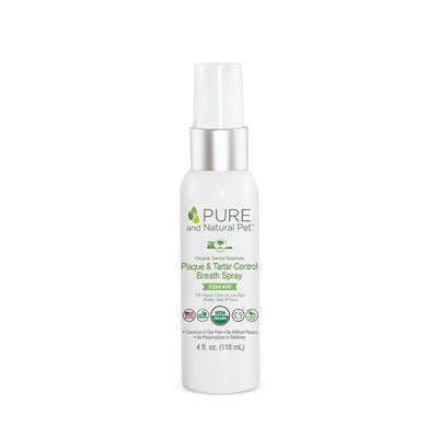 Pure and Natural Pet Organic Dental Solutions Plaque & Tartar Fighting Spray (Clean Mint), 4oz. - Paw Naturals