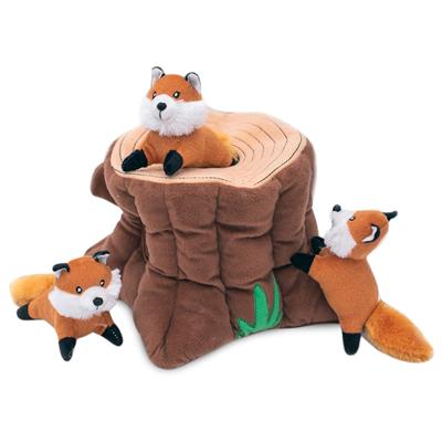 ZippyPaws Burrows Fox Stump Interactive Dog Toy