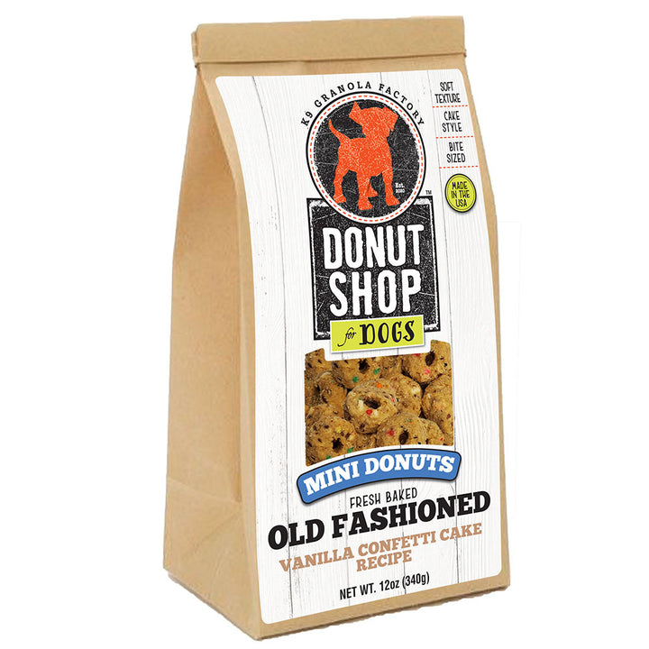 K9 Granola Factory Old Fashioned Cake Style Mini Donuts 12oz Vanilla Confetti Cake - Paw Naturals