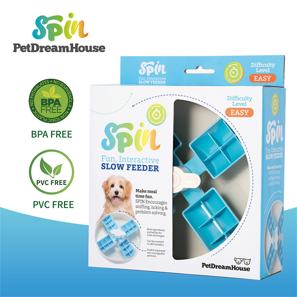 SPIN Interactive Slow Feeder Windmill Blue, Easy Level
