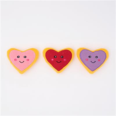 Zippypaws Valentine's Miniz Heart Cookies 3pk Dog Toy