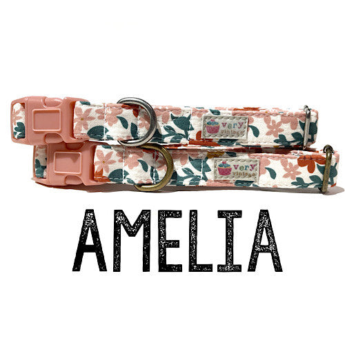 Very Vintage Designs Amelia Organic Cotton Collars & Leashes XS - 3/8" x 6-10" - Paw Naturals