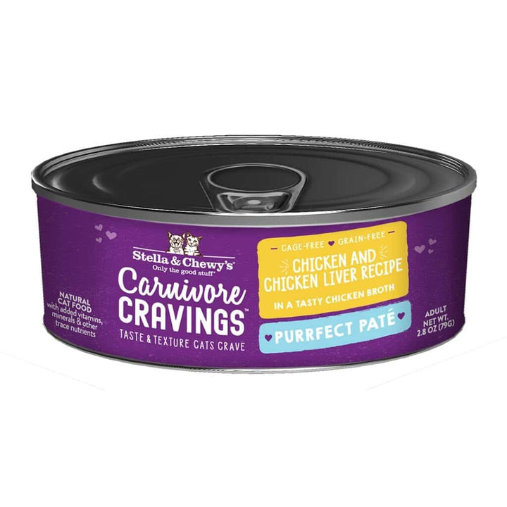 Stella & Chewy's Carnivore Cravings Purrfect Pate Canned Cat Food Chicken & Liver / 2.8oz - Paw Naturals