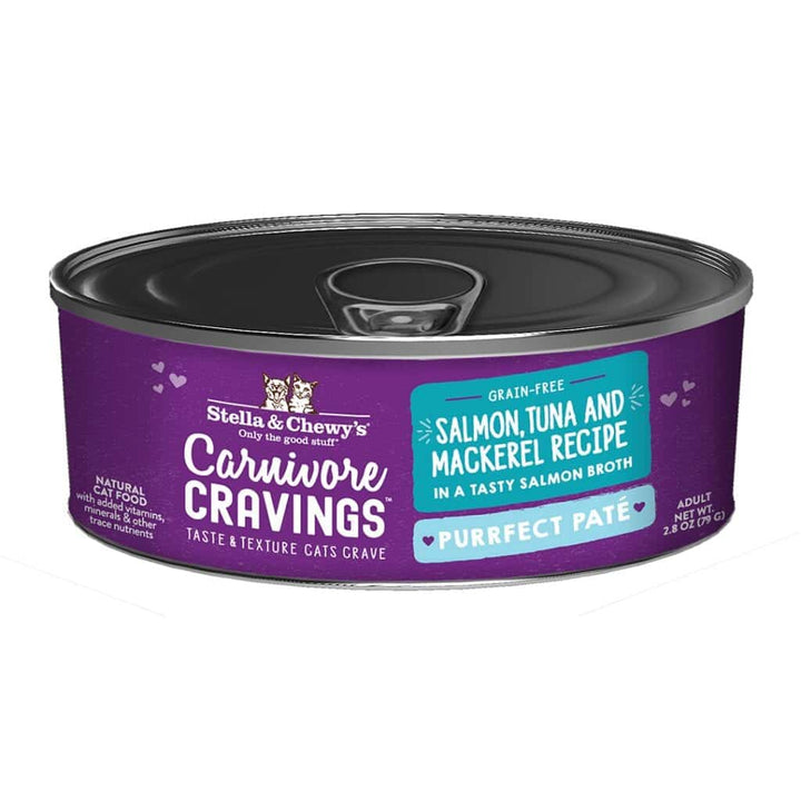 Stella & Chewy's Carnivore Cravings Purrfect Pate Canned Cat Food Salmon, Tuna & Mackerel / 2.8oz - Paw Naturals