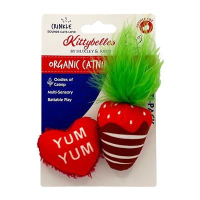 Kittybelles Chocolate Strawberry Convo Heart 2pk Plush Cat Toy
