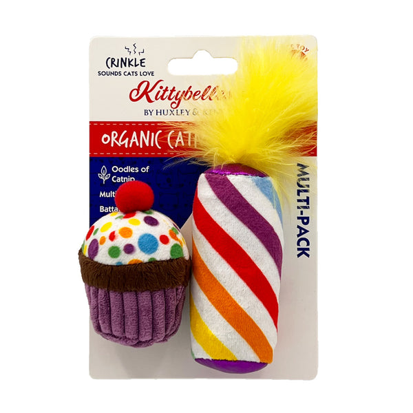 Kittybelles Mewow Cupcake & Candle 2pk Plush Cat Toy