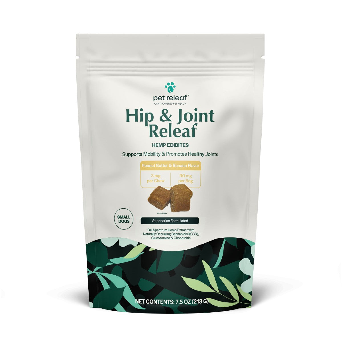 Pet Releaf Hemp Edibites Hip & Joint Releaf Soft Chew Peanut Butter Carob