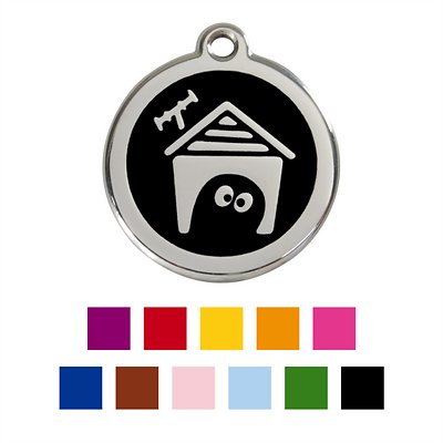 Red Dingo Enamel Pet ID Tag - 1DH - Dog House Black / Large - Paw Naturals