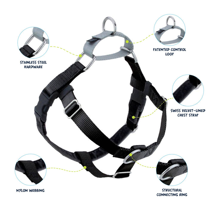 2 Hounds Design Freedom No-Pull Dog Harness Only Black - Paw Naturals