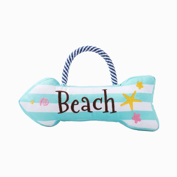 Hugsmart Beach Daze Beach Sign Plush Dog Toy