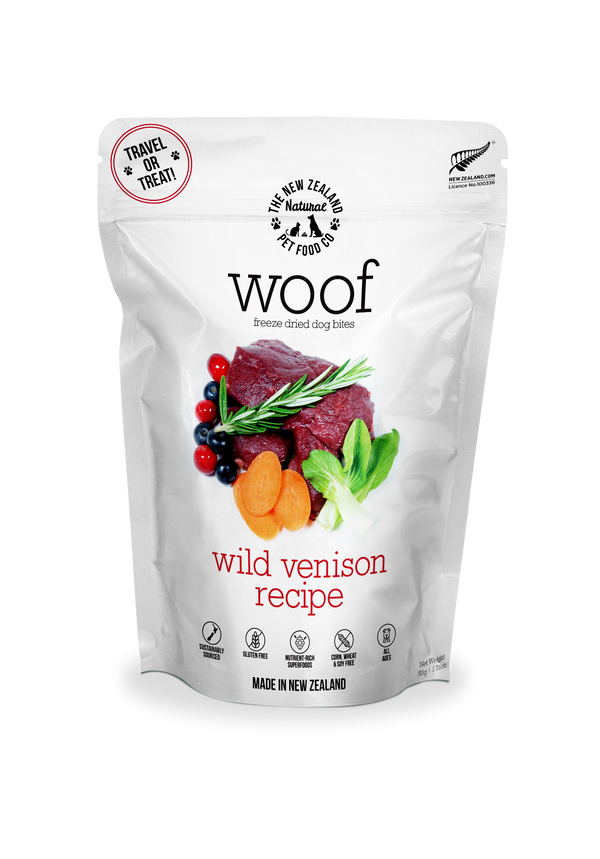 The New Zealand Natural Pet Food Co. Woof Raw Freeze-Dried Wild Venison 1.76oz