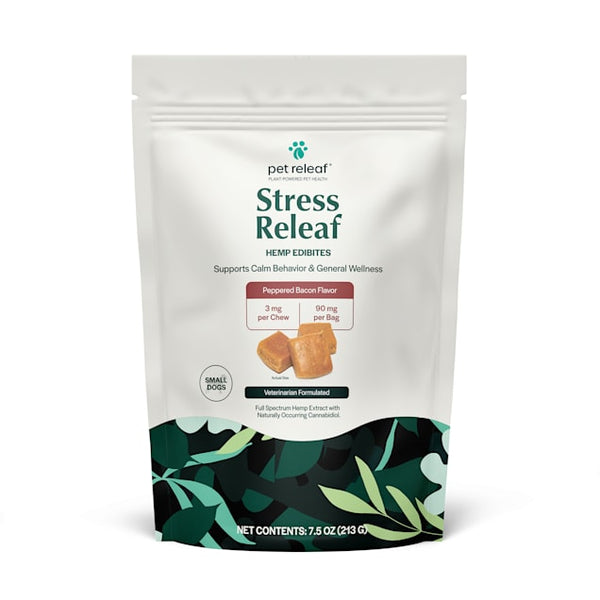 Pet Releaf Hemp Stress Releaf Soft Chew Peppered Bacon 3mg - Small to Medium Dogs - 7.5oz - Paw Naturals