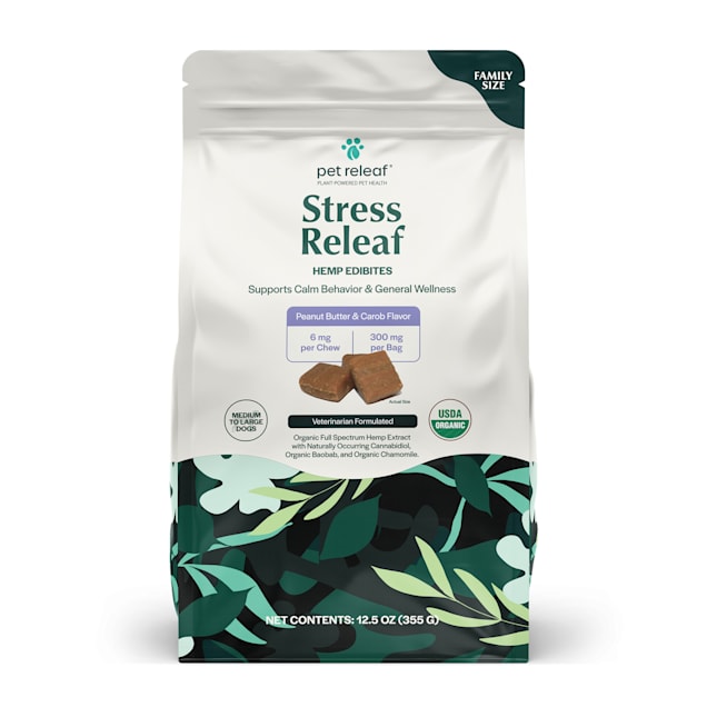 Pet Releaf Hemp Stress Releaf Soft Chew Peanut Butter Carob 6mg - Medium to Large Dogs - 12.5oz - Paw Naturals