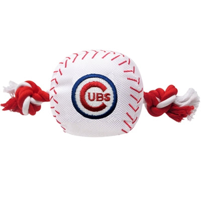 Pets First Co. MLB Chicago Cubs Baseball Nylon W/Rope Dog Toy - Paw Naturals