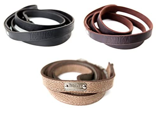 Mighty Paw Distressed Leather Dog Collar & Leash Lite Leash / Light Brown - Paw Naturals