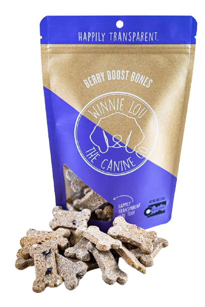 Winnie Lou The Canine Co. Berry Boost Bones 4oz Dog Treats