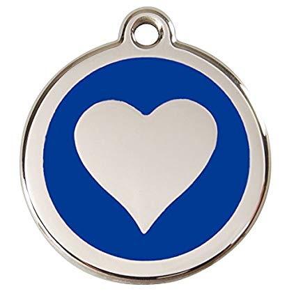 Red Dingo Enamel Pet ID Tag - 1HT - Heart Navy / Large - Paw Naturals