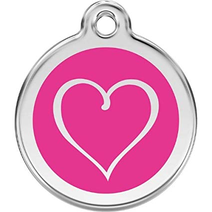 Red Dingo Enamel Pet ID Tag - 1TH - Cartoon Heart Hot Pink / Large - Paw Naturals