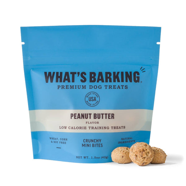 What's Barking Peanut Butter Crunchy Mini Bites Dog Treats, 1.5oz