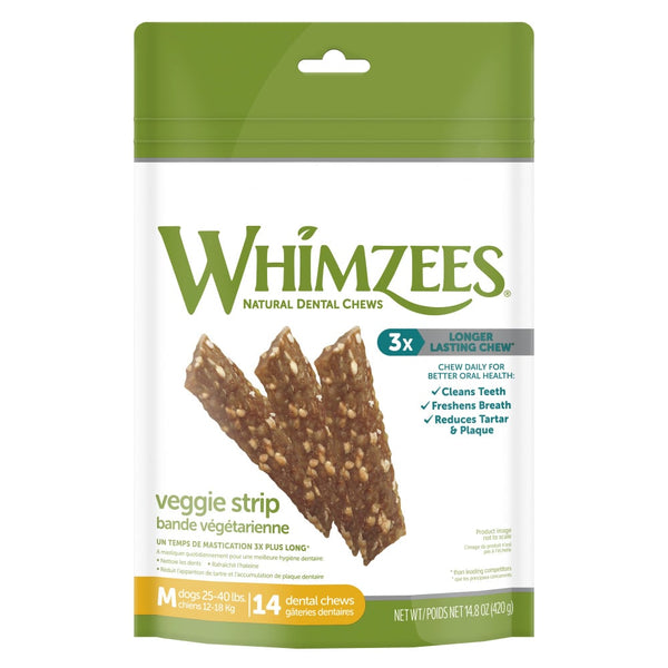 Whimzees Veggie Strip Daily Dental Chew For Dogs 14.8oz