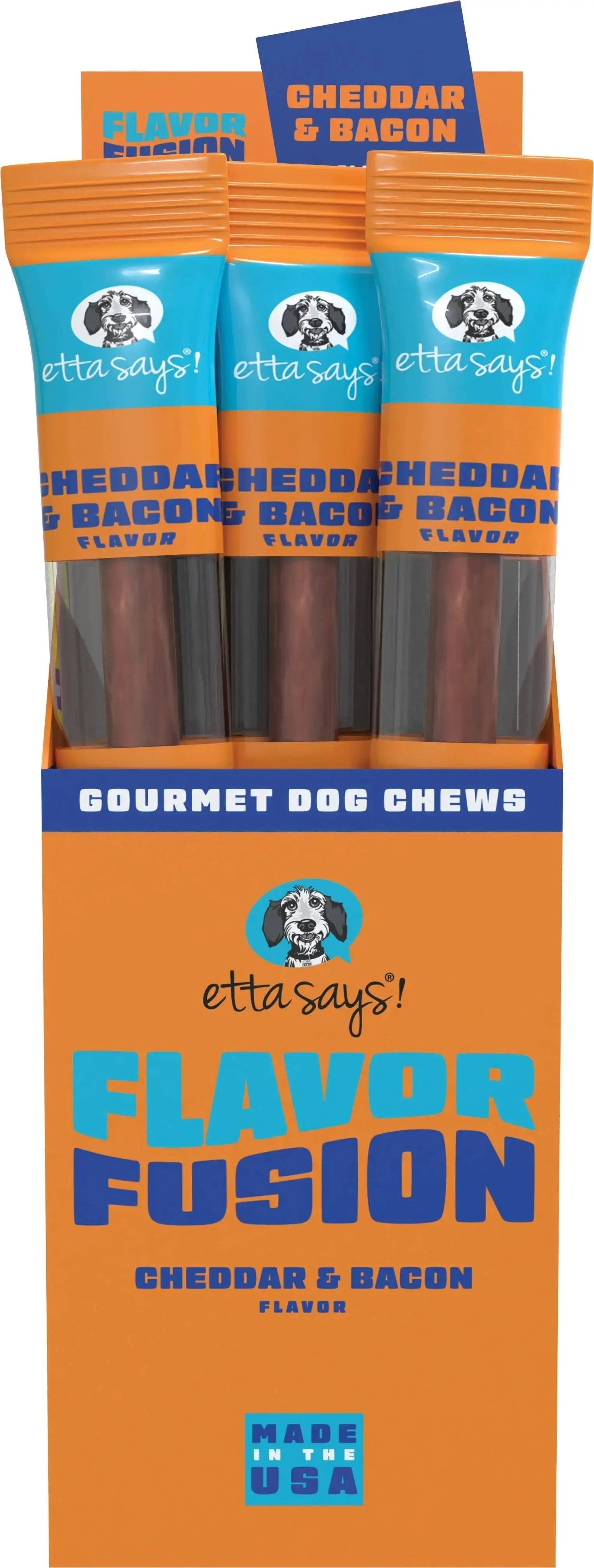 Etta Says! Flavor Fusion Dog Chew Cheese & Bacon 1.75oz 12ct