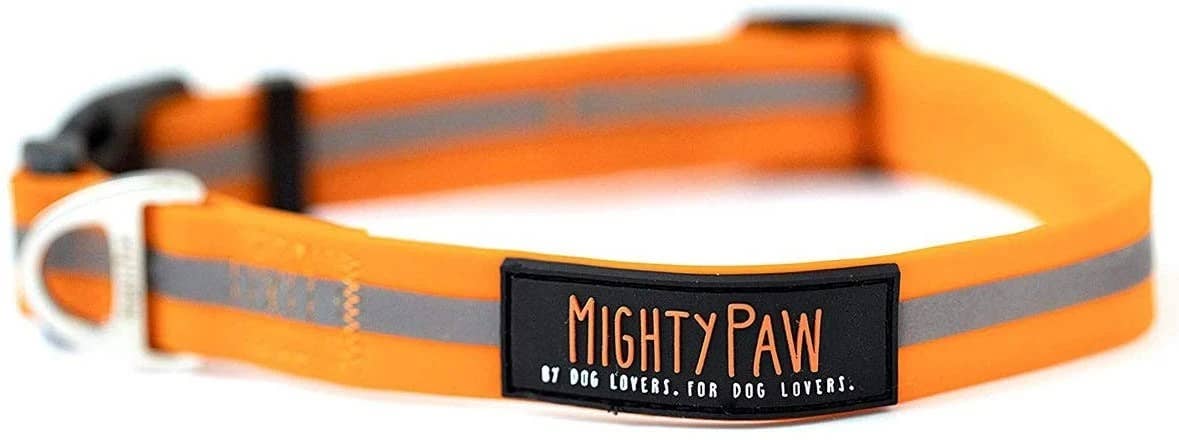 Mighty Paw Waterproof, Stink Proof, Dog Collar & Leash, 6-ft long Small / Orange - Paw Naturals