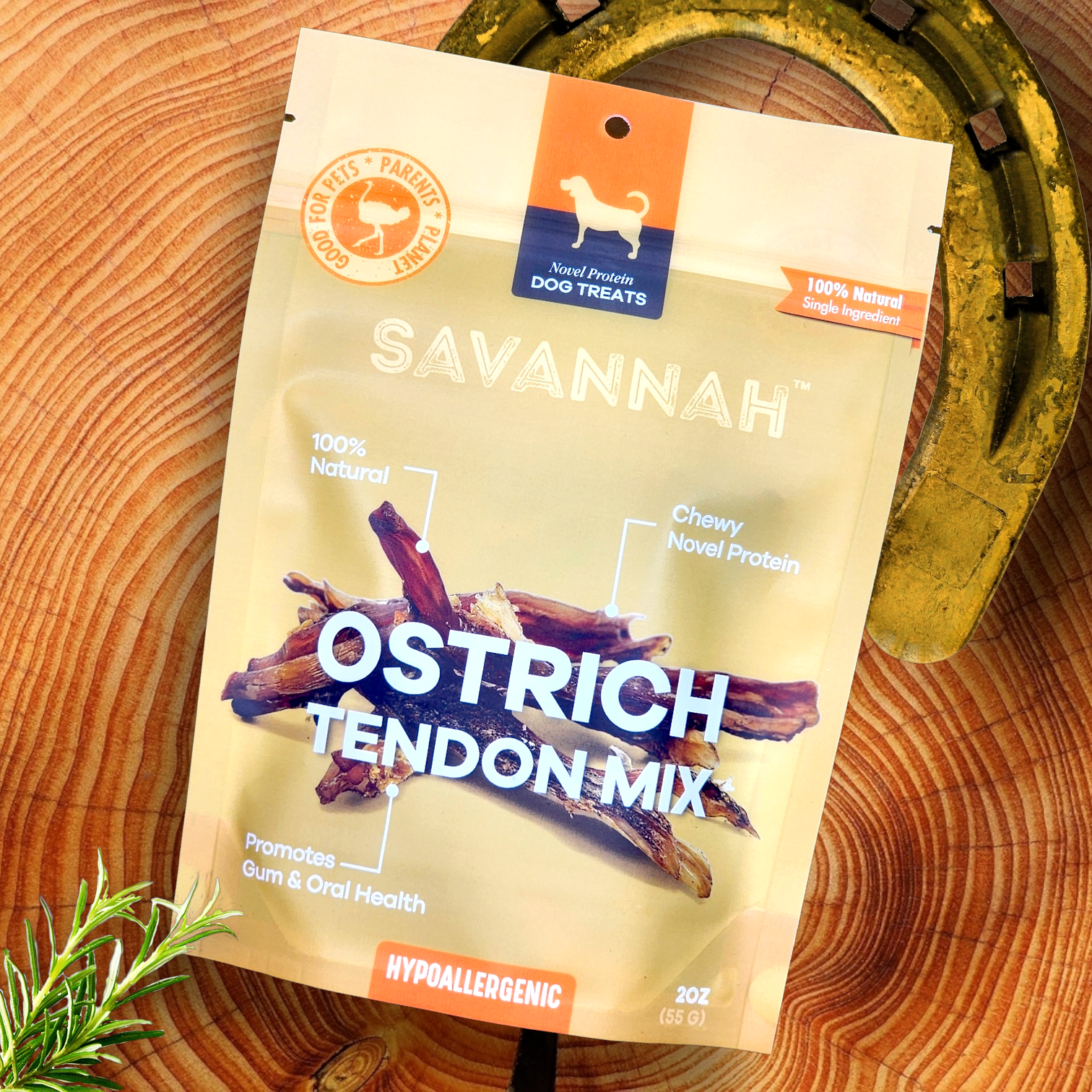 Savannah Pet Food Ostrich Tendon Mix Single ingredient Novel Protein Dog Treat