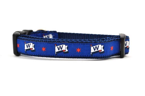 Six Point Pet Chicago Northside/Southside Collar & Leash in W Flag Small - Paw Naturals