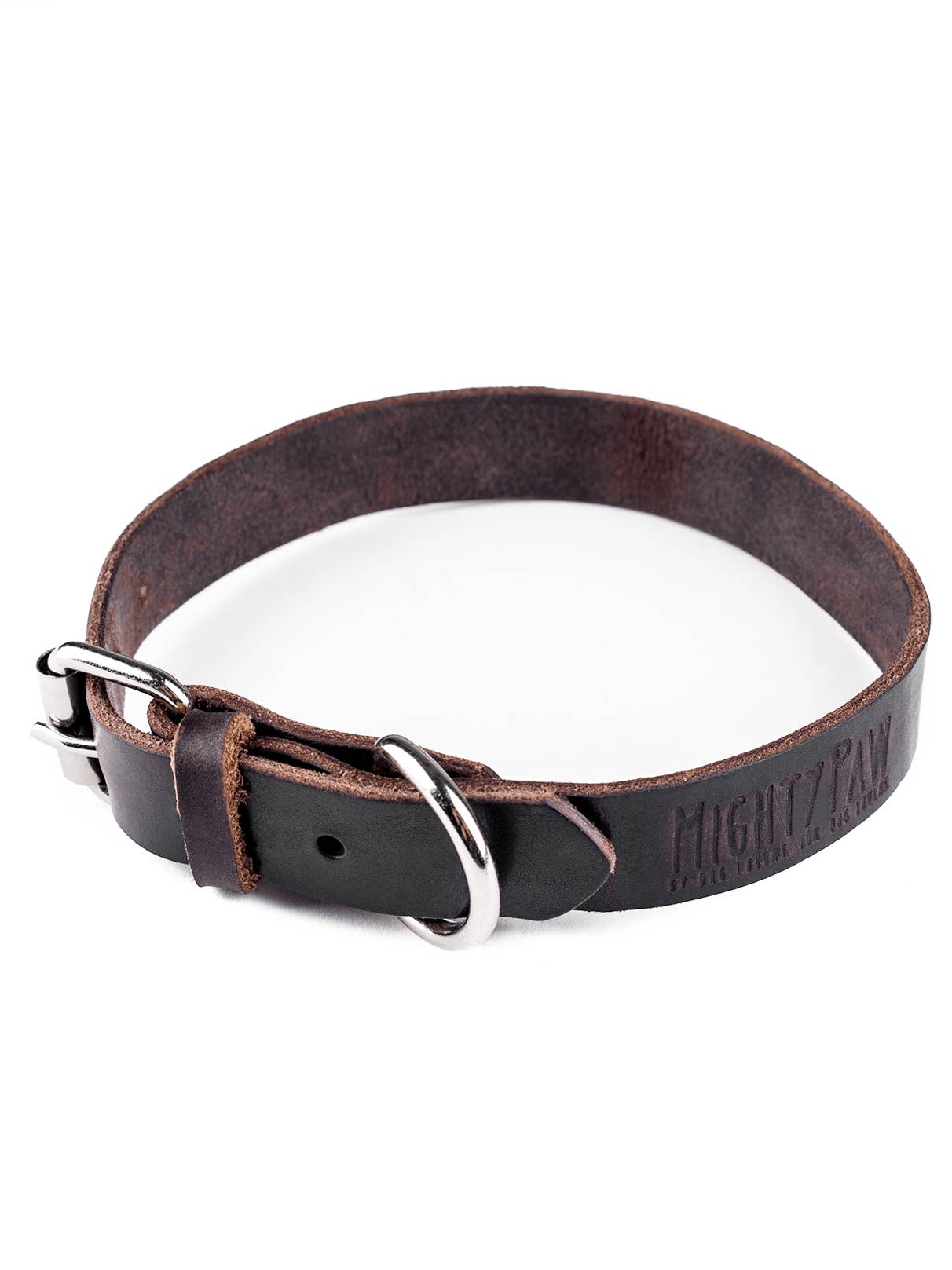 Mighty Paw Distressed Leather Dog Collar & Leash Small / Brown - Paw Naturals