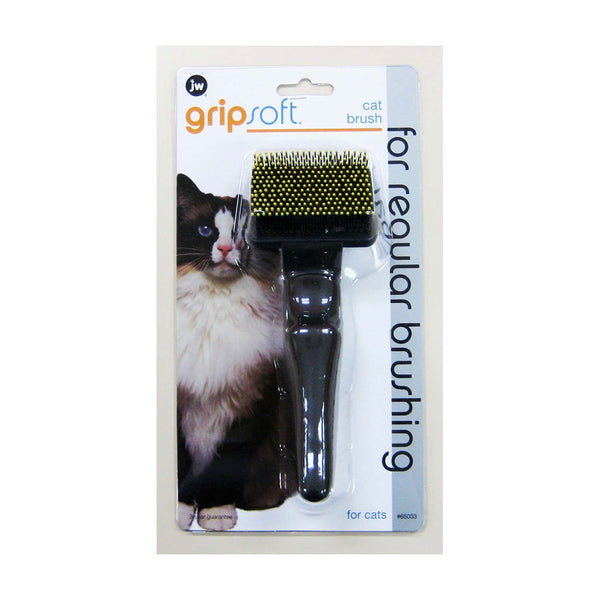 JW Gripsoft Cat Brush One Size Gray/Yellow - Paw Naturals