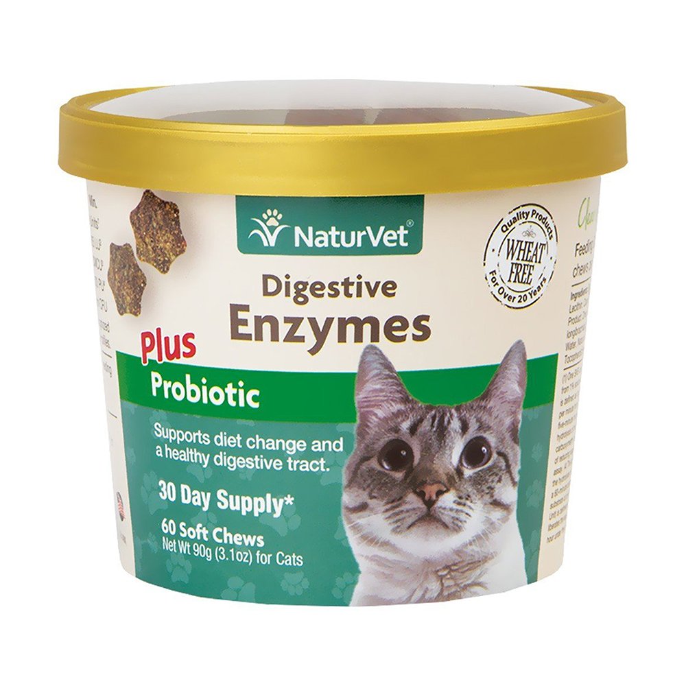 NaturVet Digestive Enzymes Plus Probiotic Soft Chews for Cats - Paw Naturals