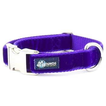 2 Hounds Design Swiss Velvet Essential Dog Collar Purple / Small (10-14") Collar - Paw Naturals