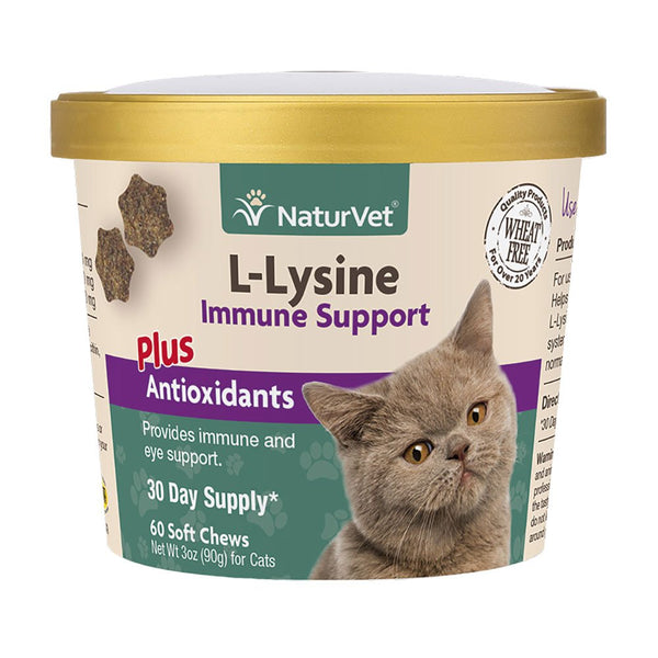 NaturVet L-Lysine Plus Antioxidants Soft Chews for Cats - Paw Naturals