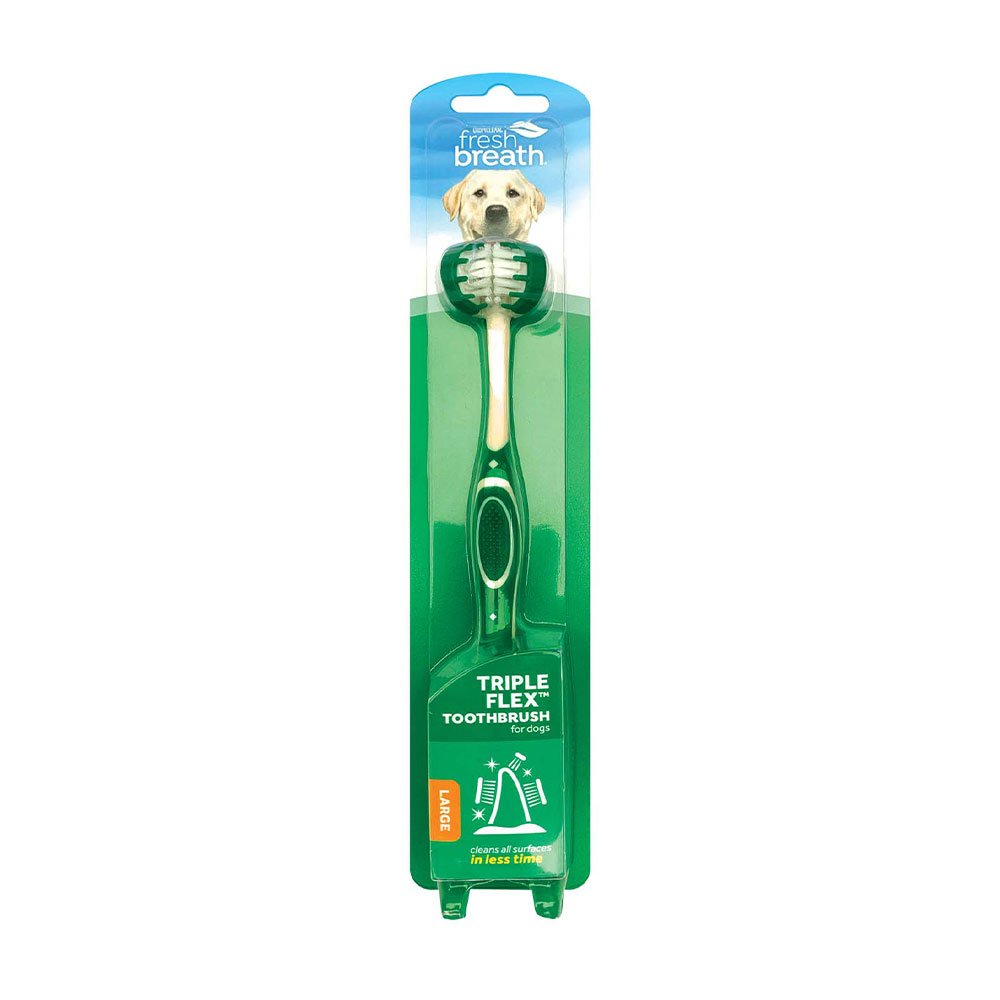 Tropiclean Fresh Breath Triple Flex Toothbrush for Dogs Large - Paw Naturals