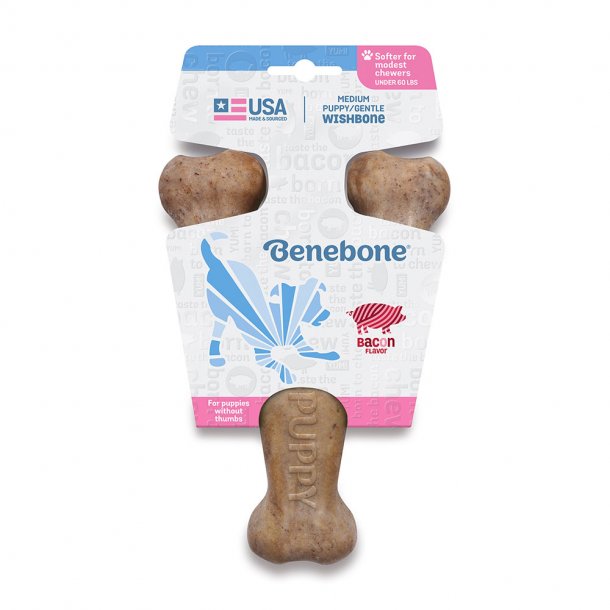 Benebone Puppy Wishbone Bacon Flavor Chew Toy Medium - Paw Naturals
