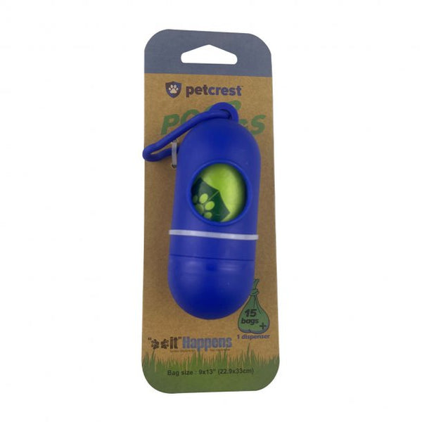 Petcrest Poop Bag Eco Dispenser 15ct - Paw Naturals