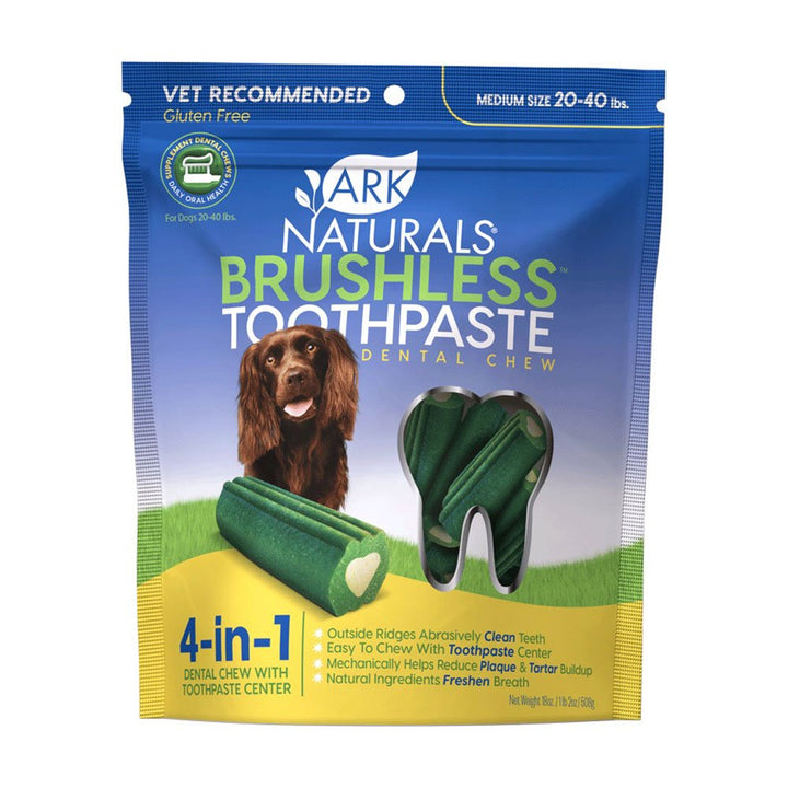 Ark Naturals Brushless Toothpaste Dog Dental Chews Medium 18oz - Paw Naturals