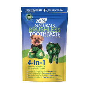 Ark Naturals Brushless Toothpaste Dog Dental Chews Mini 4oz - Paw Naturals