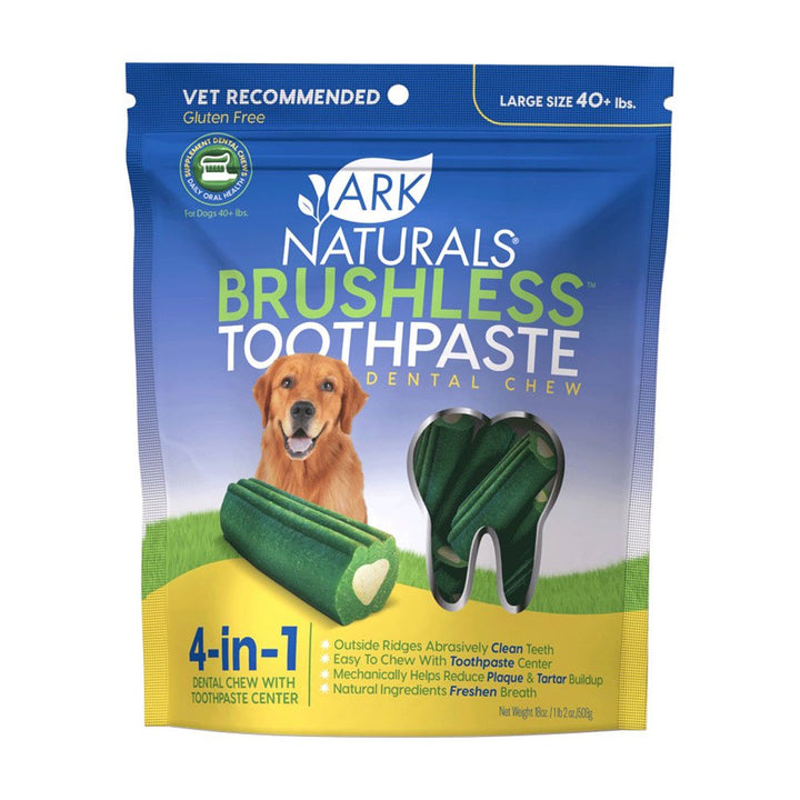 Ark Naturals Brushless Toothpaste Dog Dental Chews Large 18oz - Paw Naturals