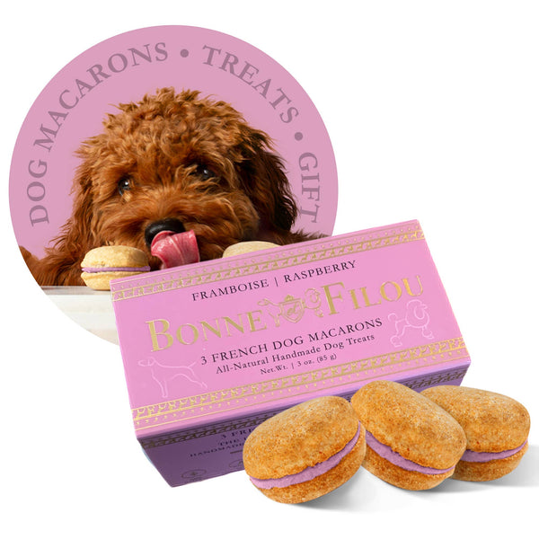 Bonne et Filou Dog Treat Packaged Macarons 3 pack Strawberry - Paw Naturals
