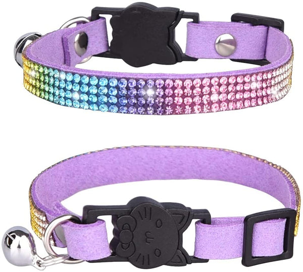 Sparky & Co Rainbow Crystal Collar with Bell Lavender - Paw Naturals